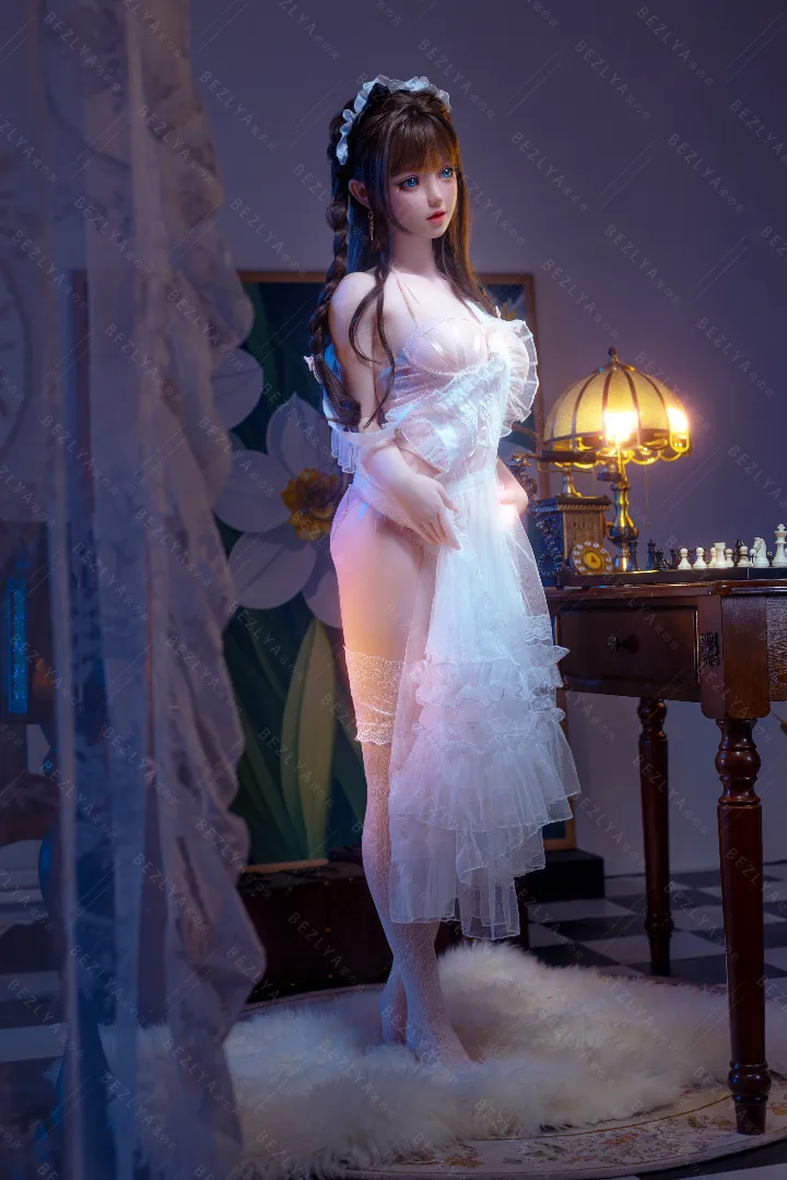 149cm (4ft11) C CUP Movable jaw Silicone Head + TPE Body Hybrid Sex Doll Convallaria, Head Linlan